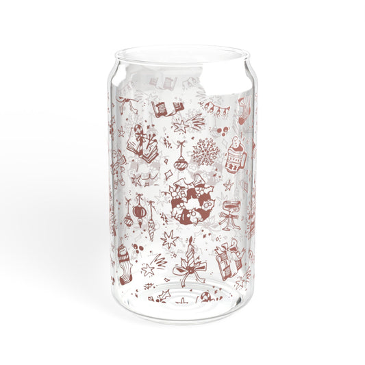 The Quiet Shelf Christmas Festive Pattern Sipper Glass - The Quiet Shelf
