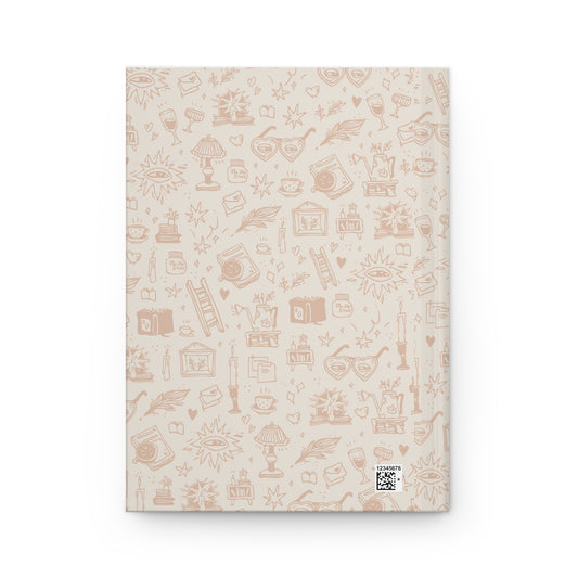 Notebook with decorative cover design on a white background