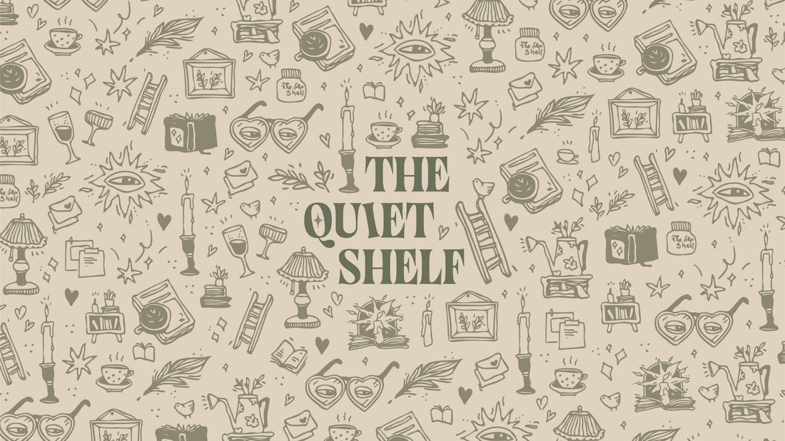 The Quiet Shelf logo and pattern