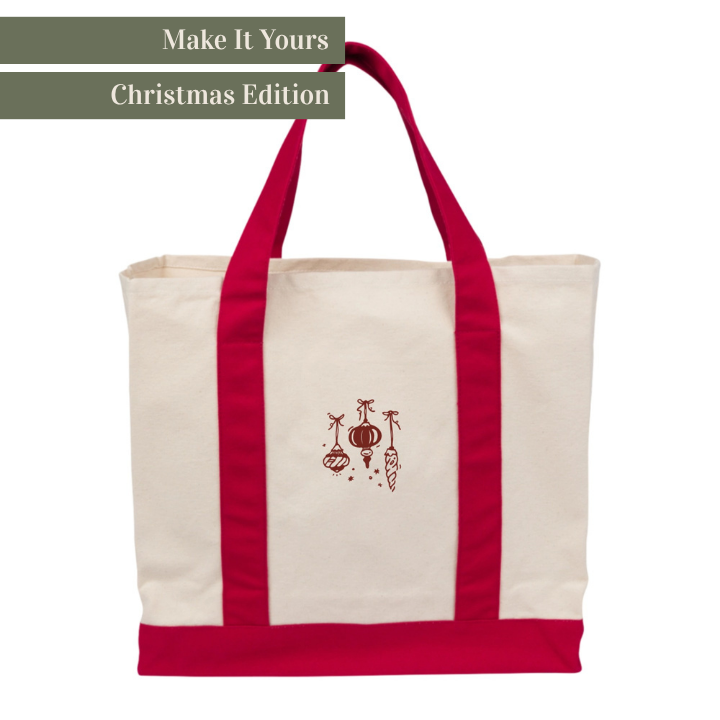 The Quiet Shelf Personalized Christmas Two-Tone Cotton Canvas Tote - The Quiet Shelf