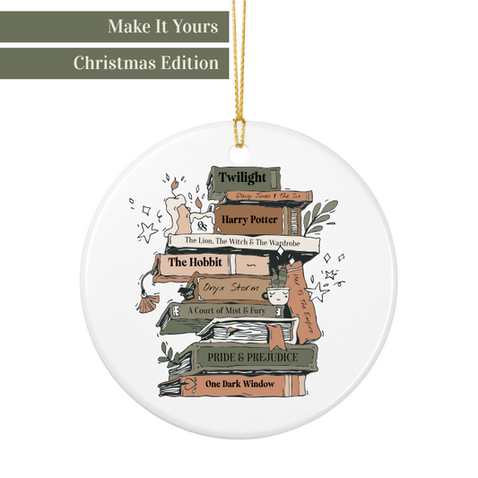 The Quiet Shelf Personalized Book Stack Christmas Ornament - The Quiet Shelf
