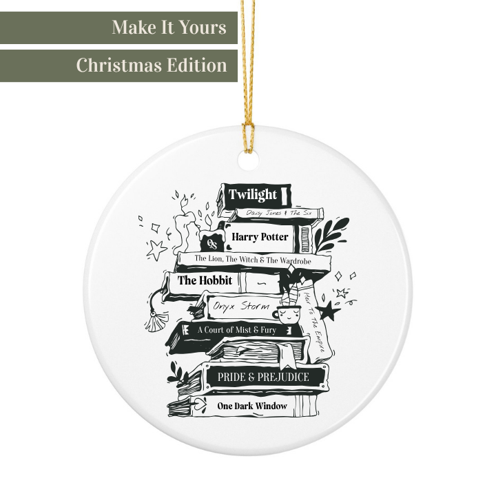 The Quiet Shelf Personalized Book Stack Christmas Ornament - The Quiet Shelf