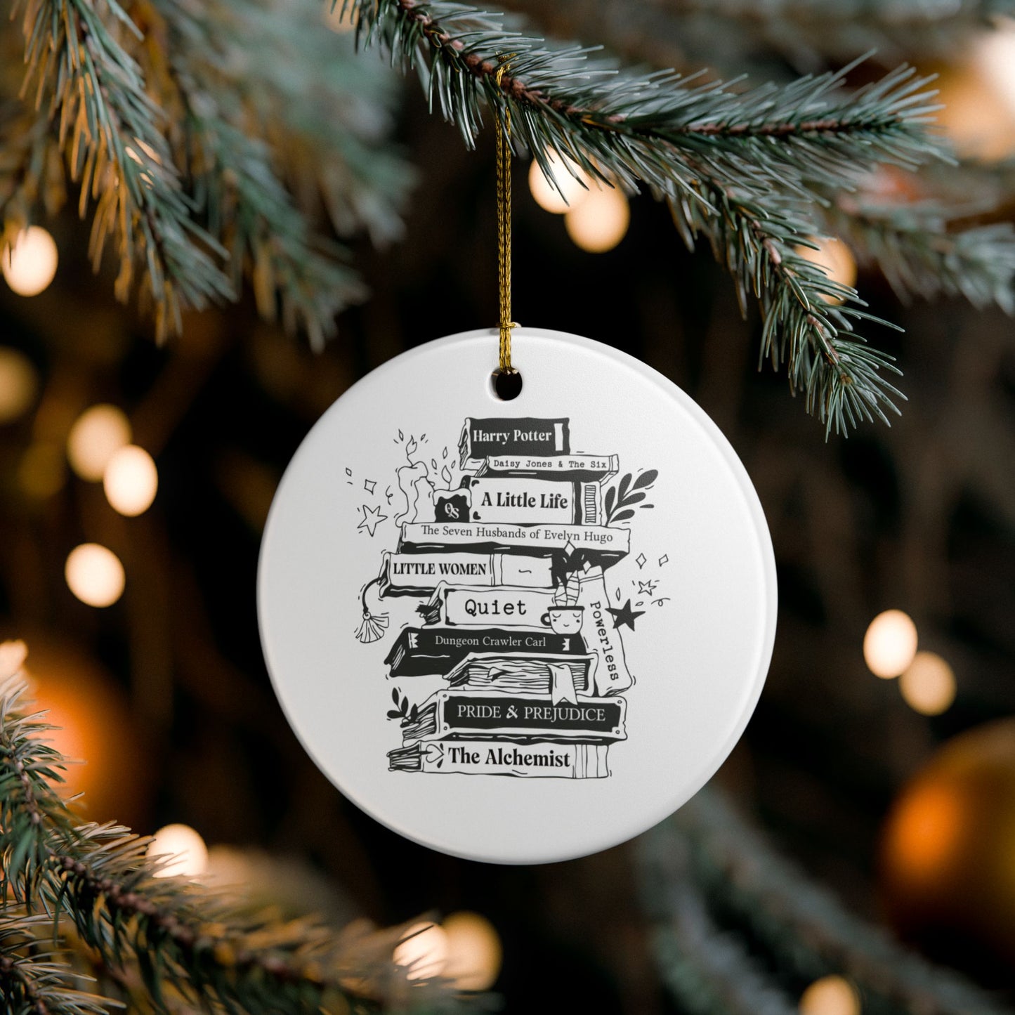 The Quiet Shelf Personalized Book Stack Christmas Ornament - The Quiet Shelf