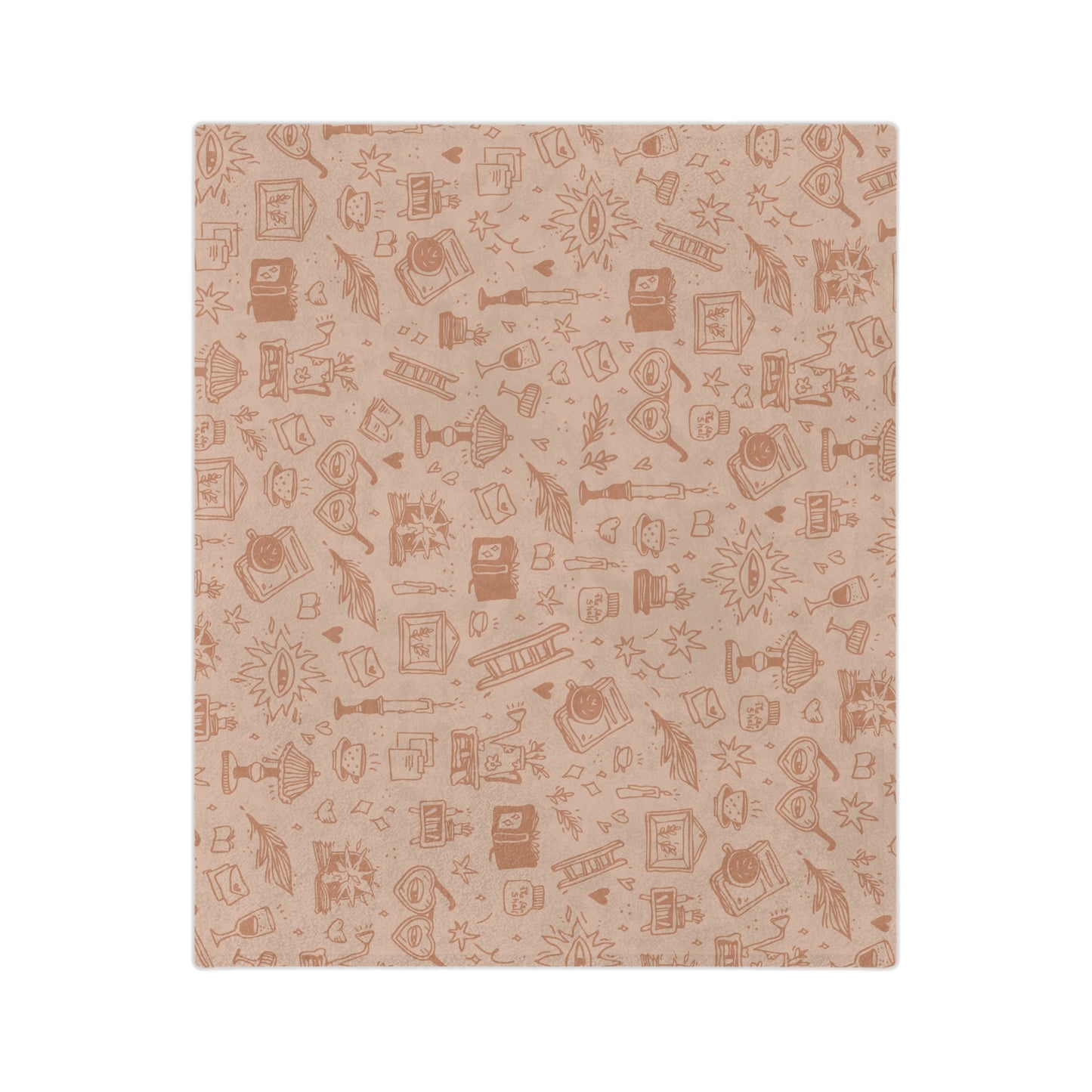 Blanket with a bookish pattern on a beige background