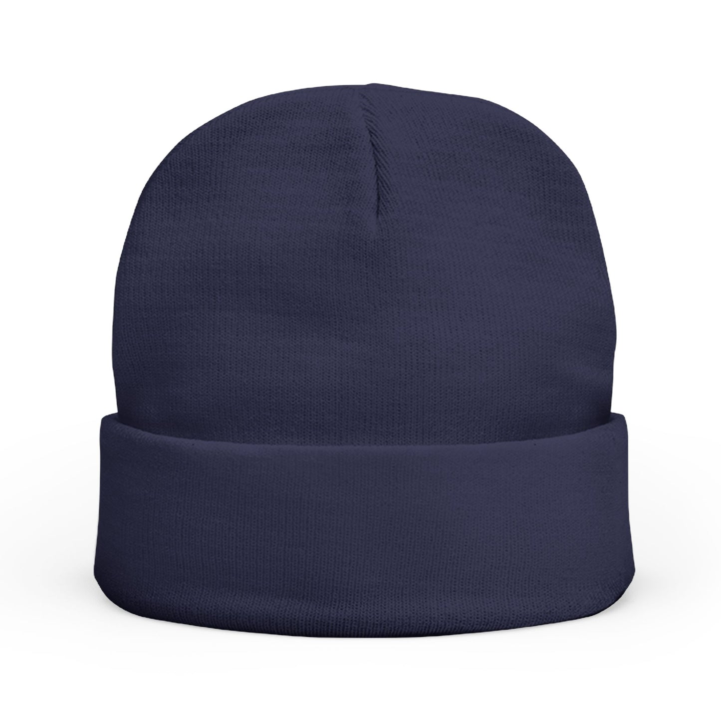 Navy blue beanie on a white background