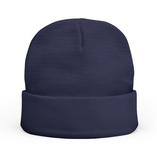 Navy blue beanie on a white background