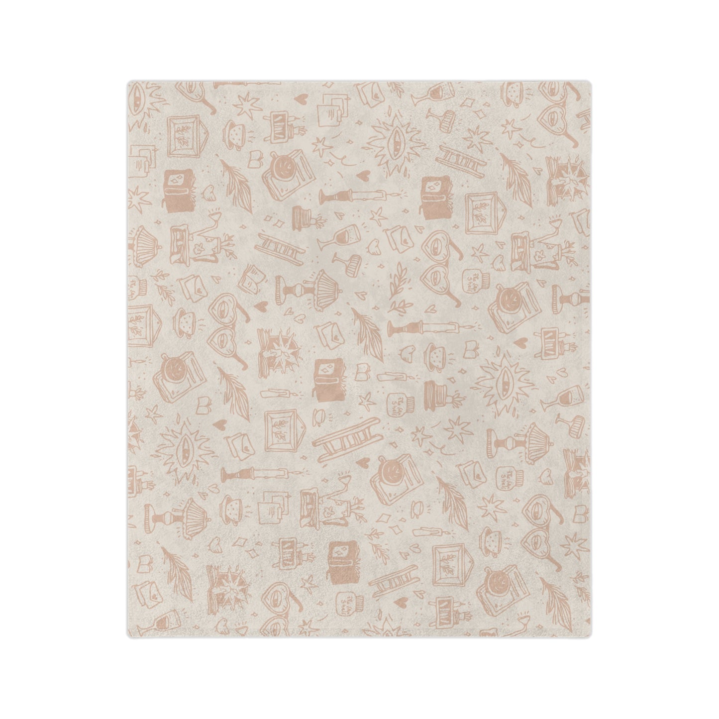 Patterned blanket with decorative elements on a beige background