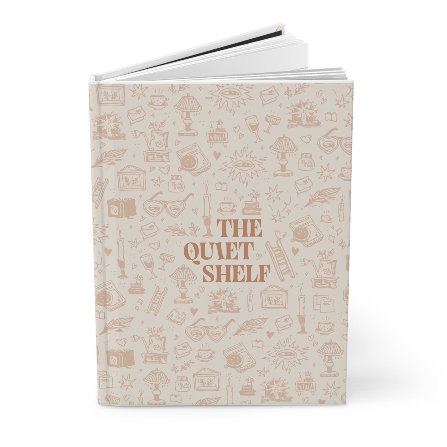 Book titled 'The Quiet Shelf' with decorative cover design on a white background