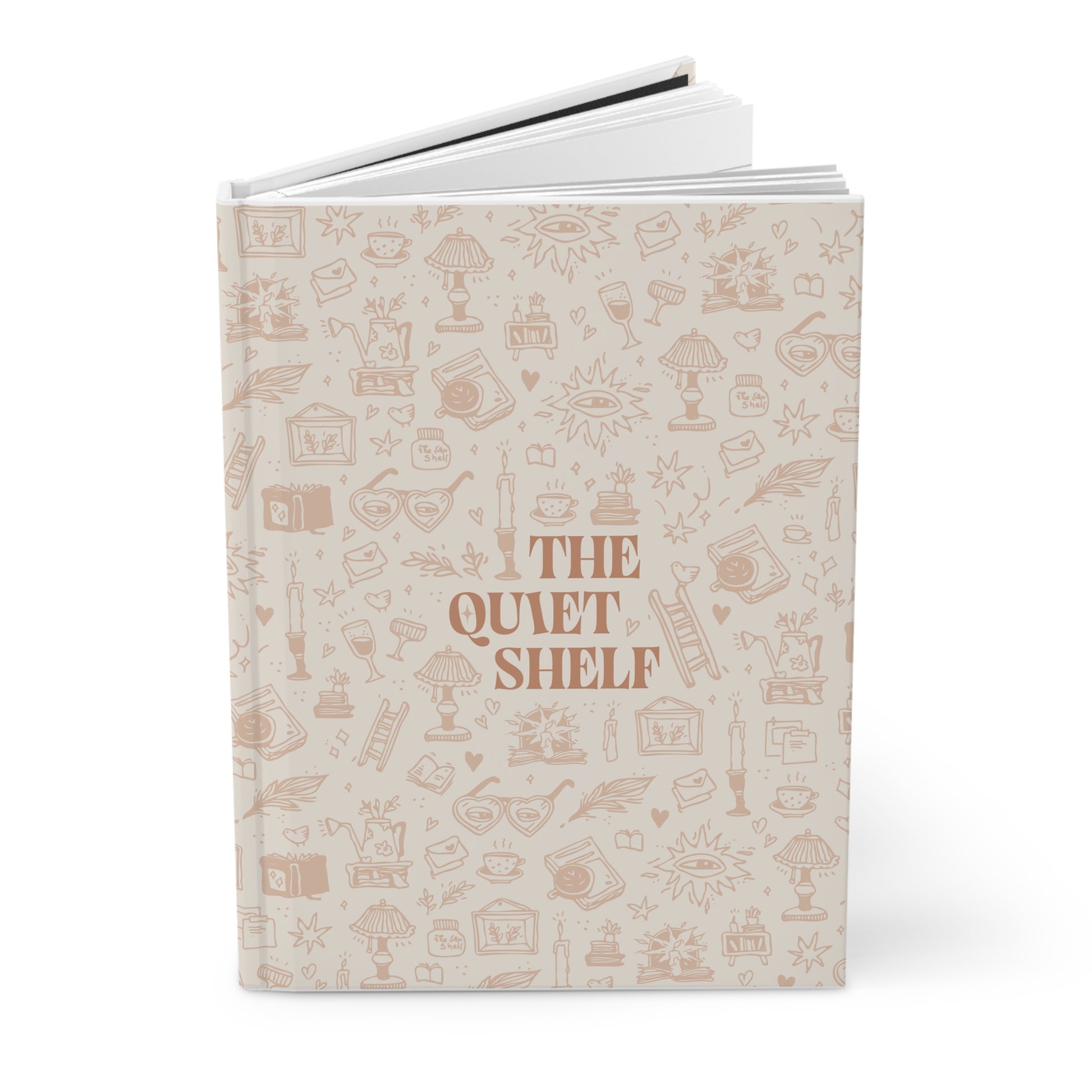 Book titled 'The Quiet Shelf' with decorative cover design on a white background