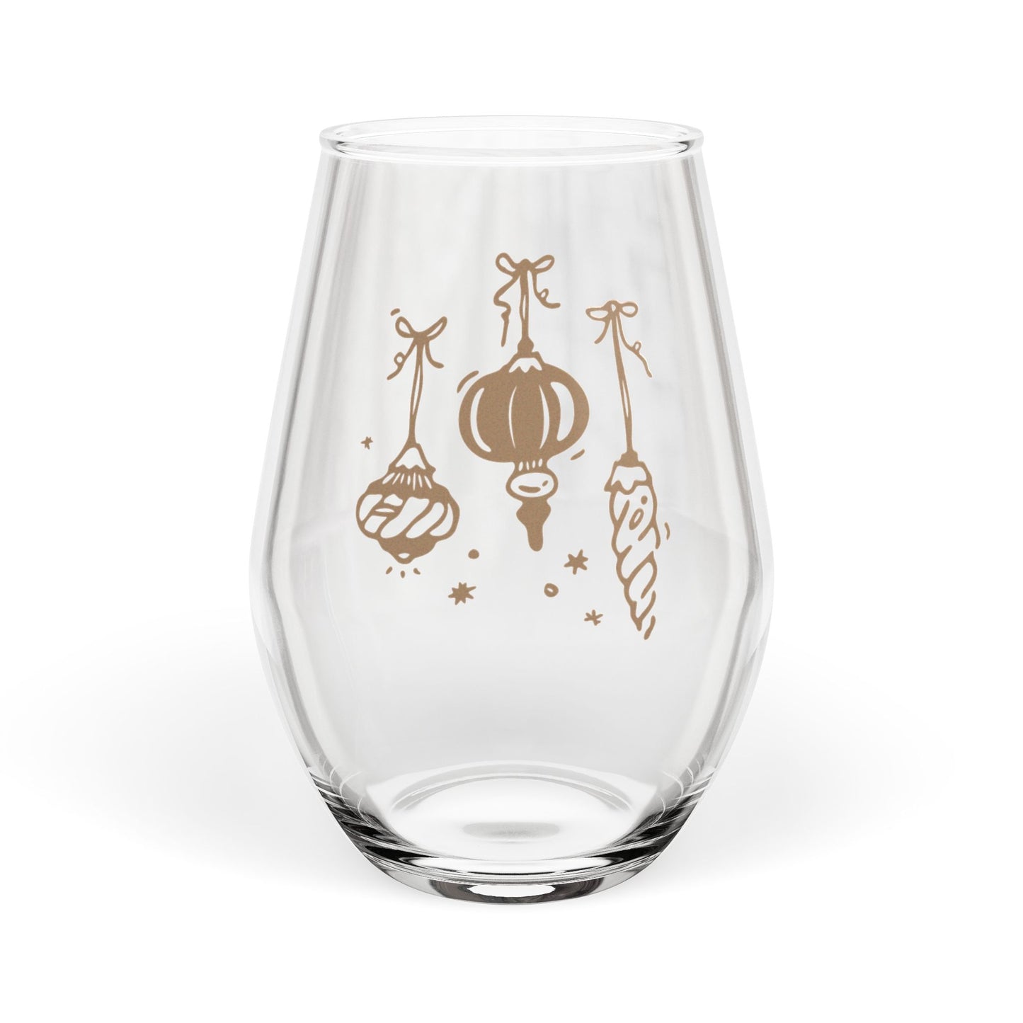 Clear glass with gold decorative elements on a white background