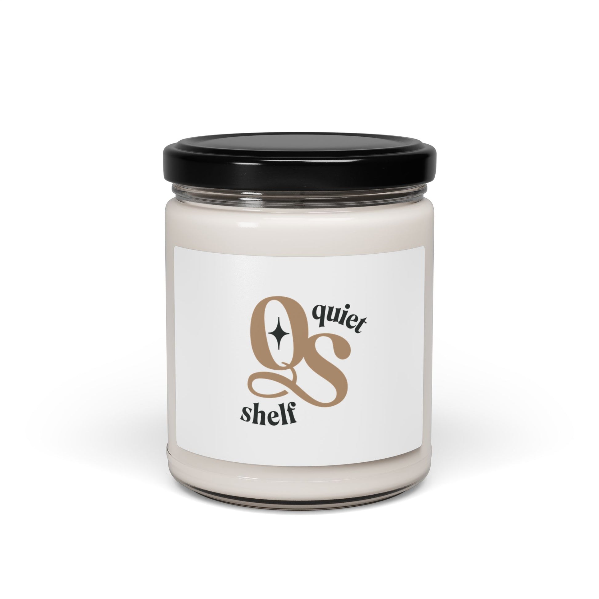 A 9 oz glass jar with a black lid, featuring the Quiet Shelf 'QS' logo on the label.