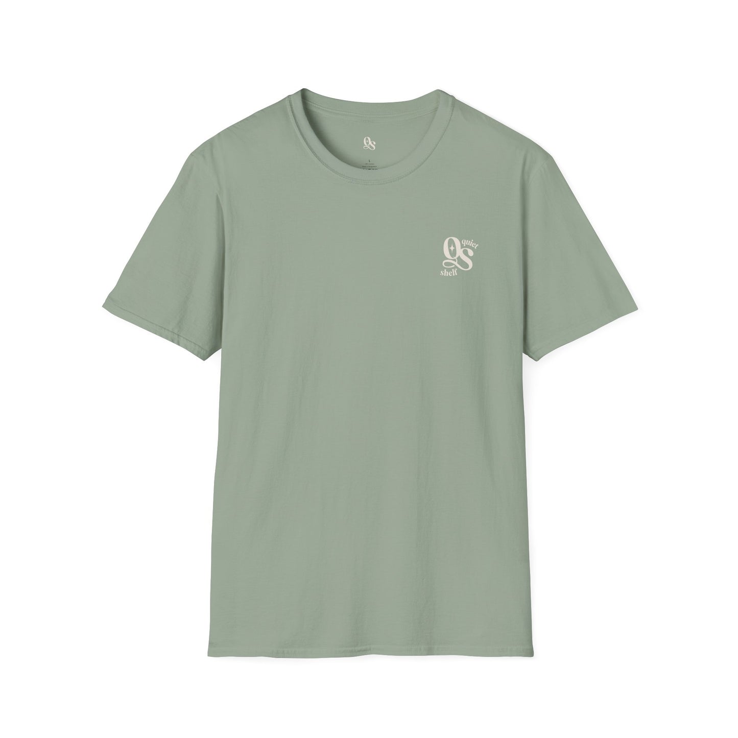 A green t-shirt with the 'QS' monogram on the chest area.