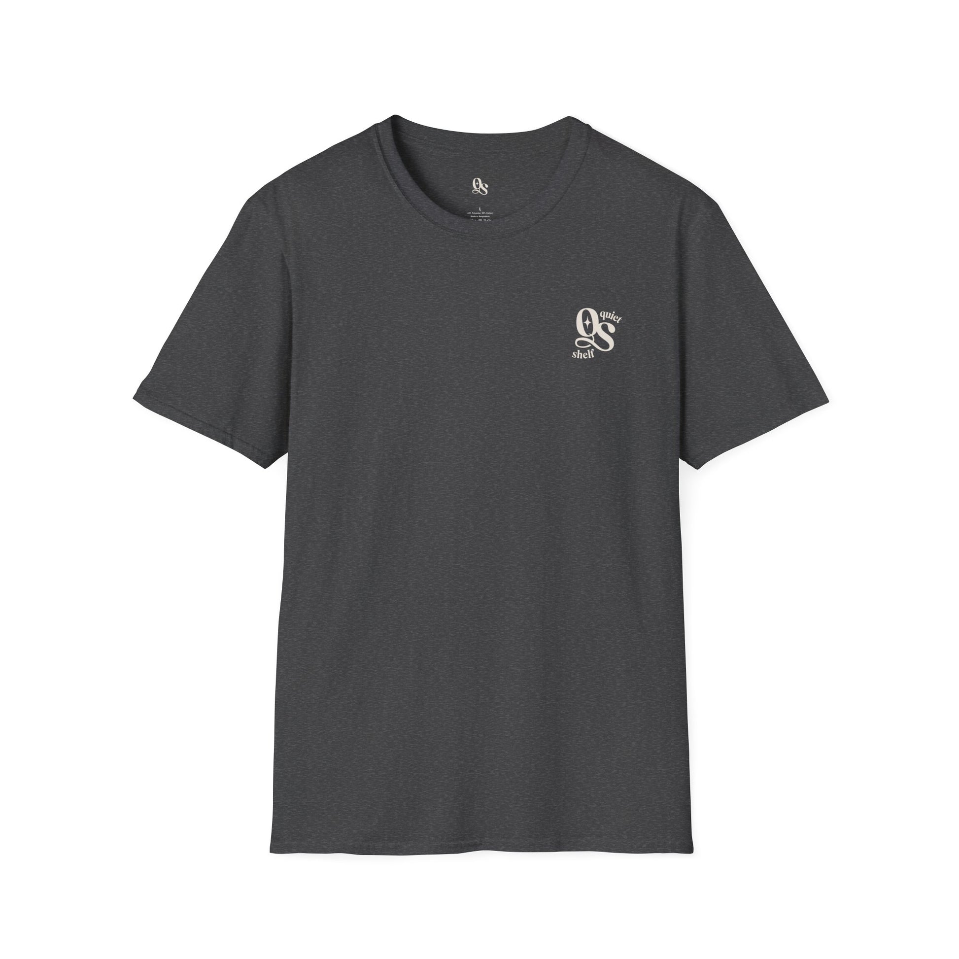 A dark t-shirt with the 'QS' monogram on the chest area.