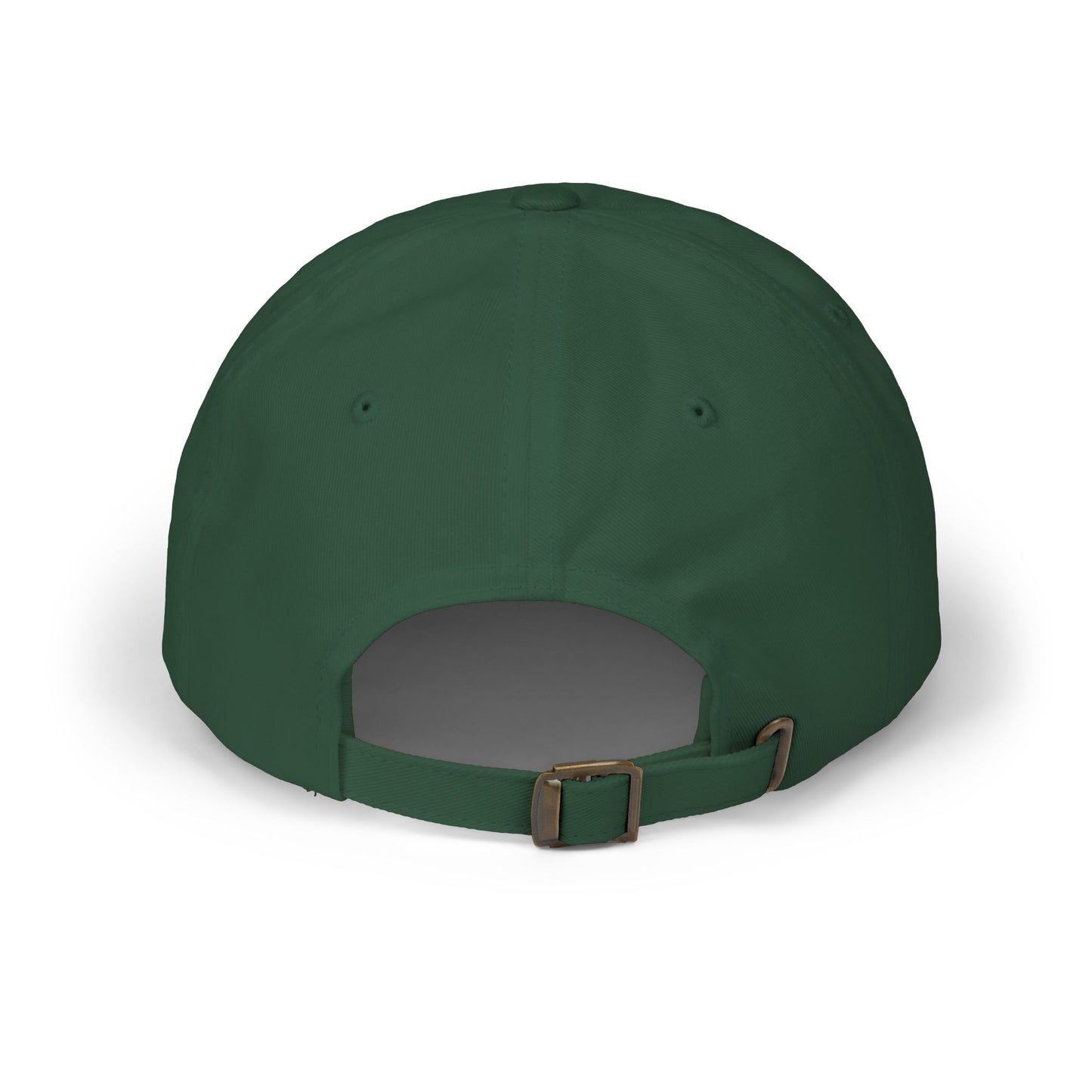 Green cap with a brown buckle on a white background