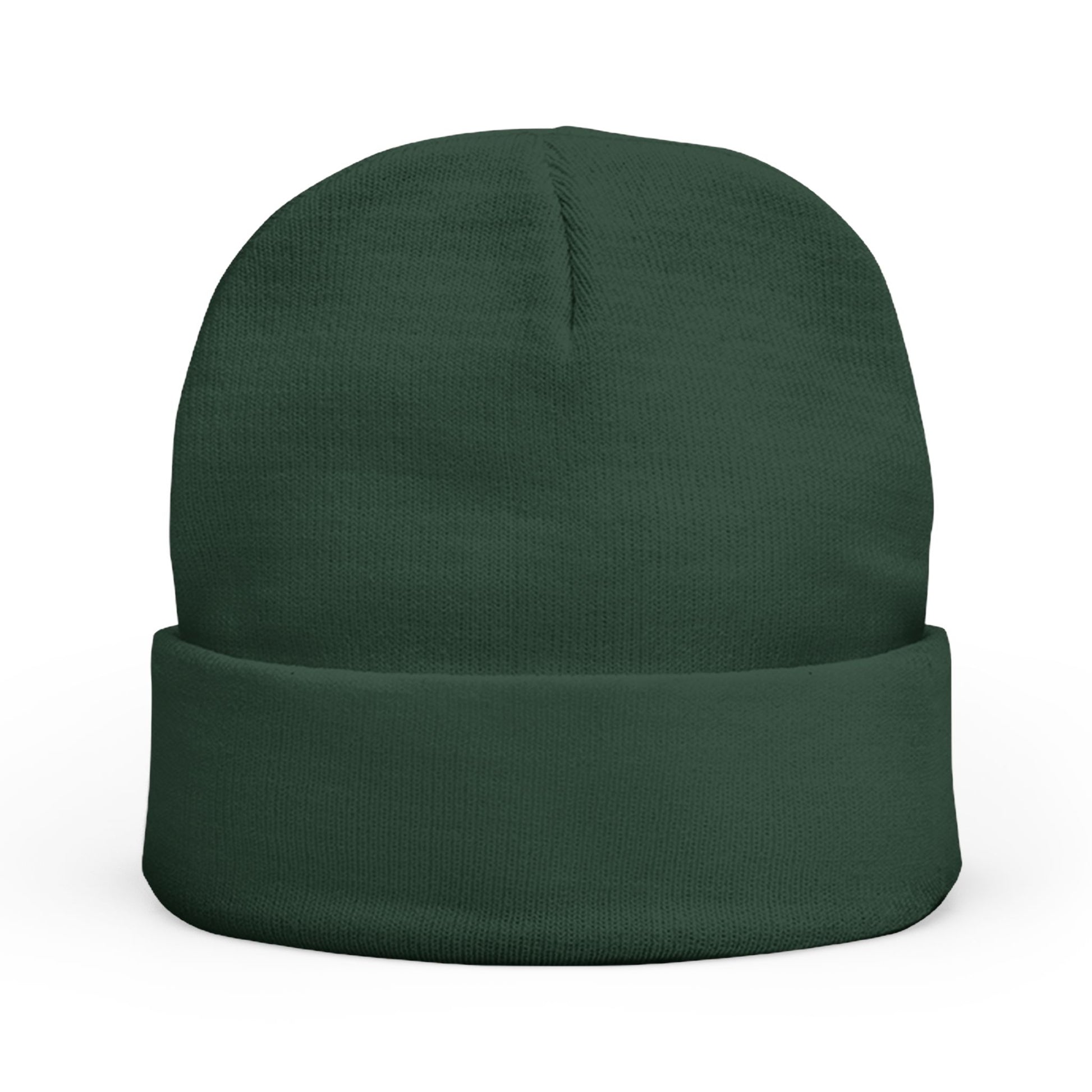 Green beanie hat on a white background
