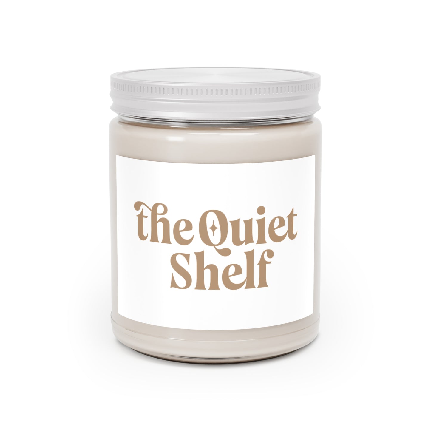 Jar with 'the Quiet Shelf' label on a white background