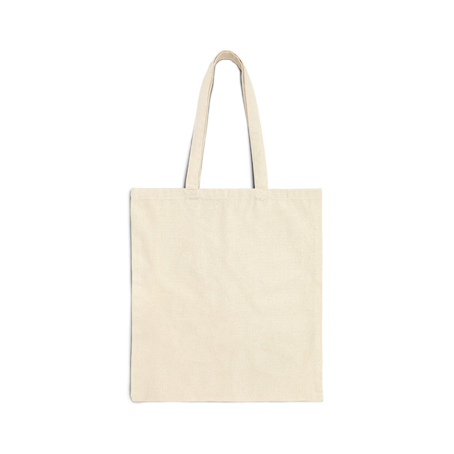 Back of a beige tote bag on a white background