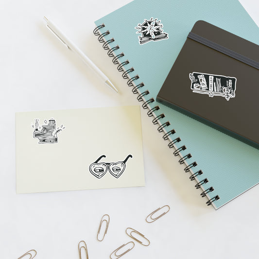 Notebooks with stickers on a white background