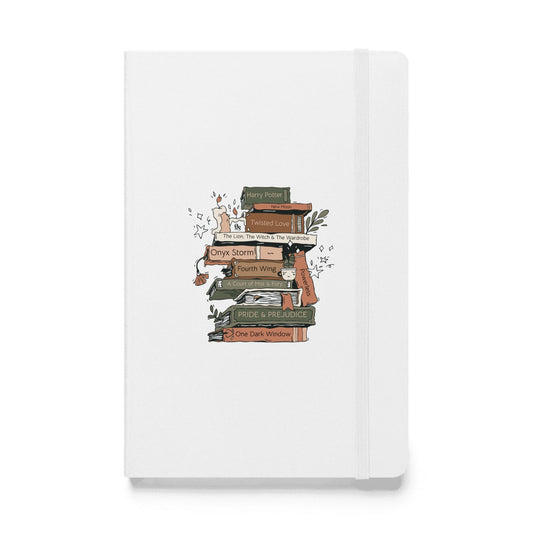 Notebook with book illustration on a white background