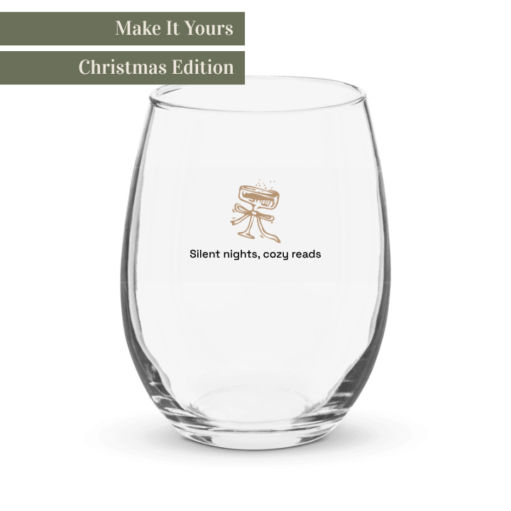 Clear glass with text and logo on a white background