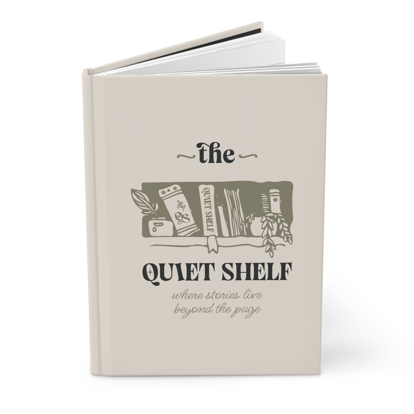Book with 'the quiet shelf' logo on a white background