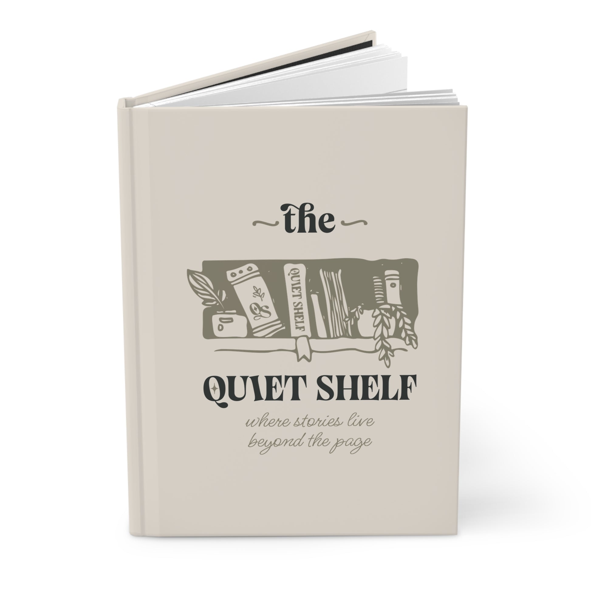Book with 'the quiet shelf' logo on a white background